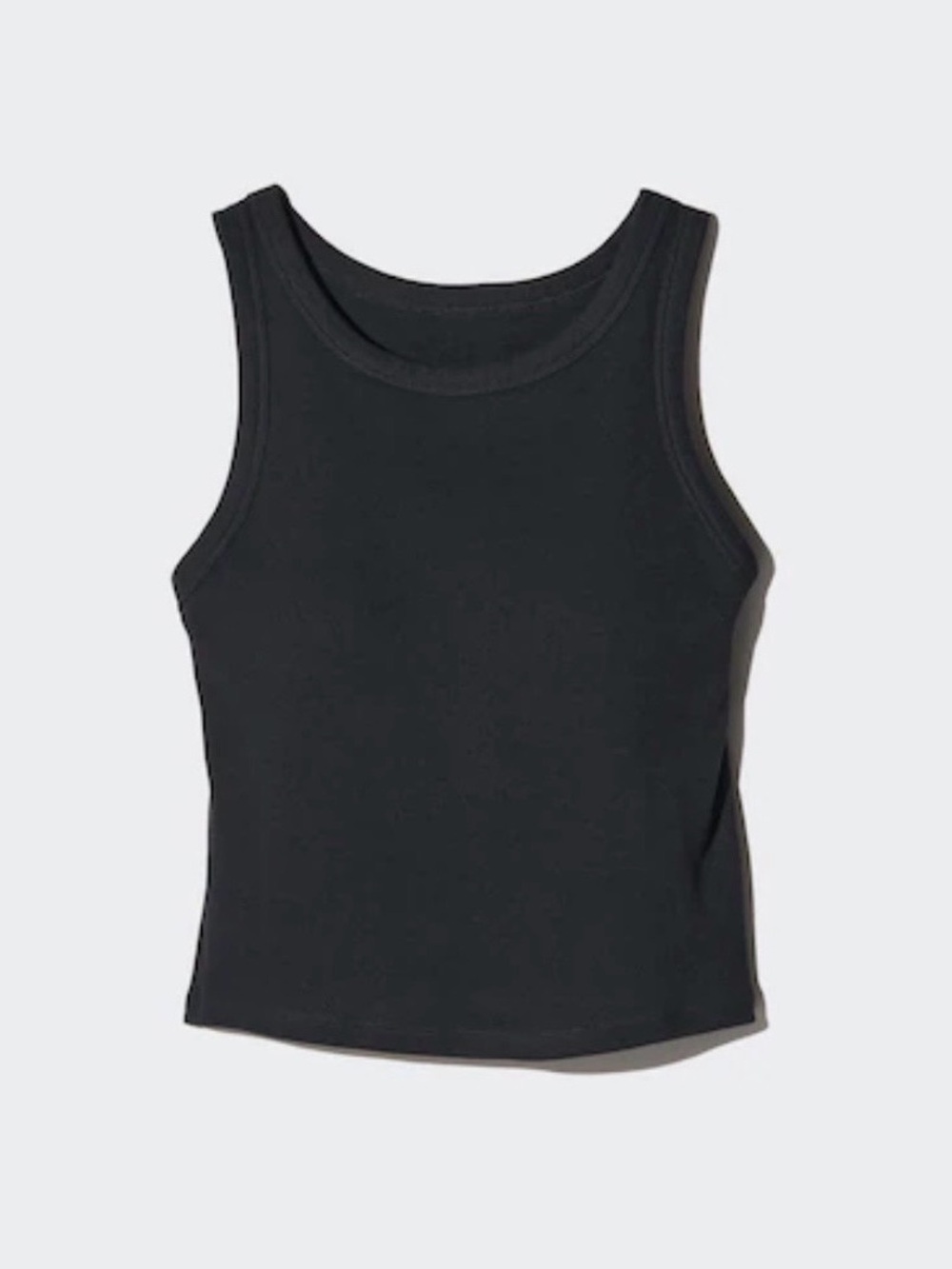 Uniqlo Black Ribbed Cropped Tank Top